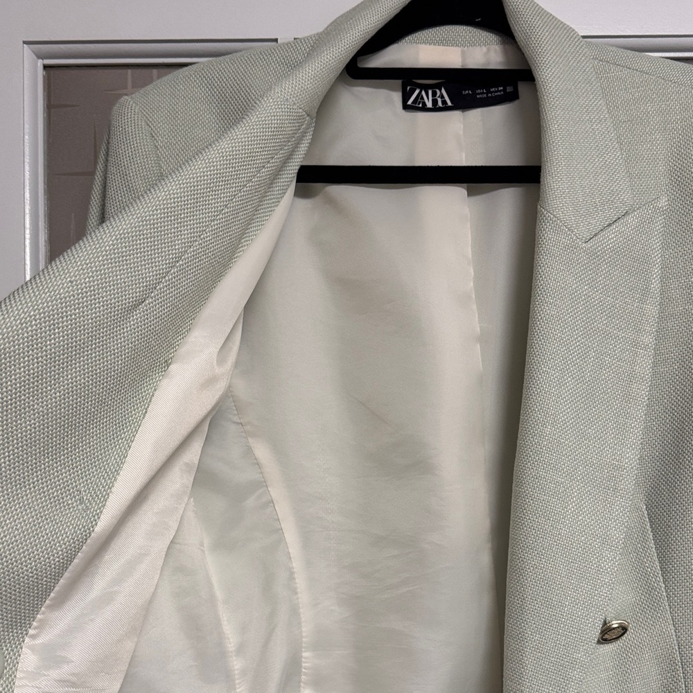 Zara Women's Mint Double-Breasted Blazer - Picture 10 of 13